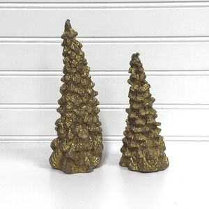 Gold Christmas Tree Candle set of 2